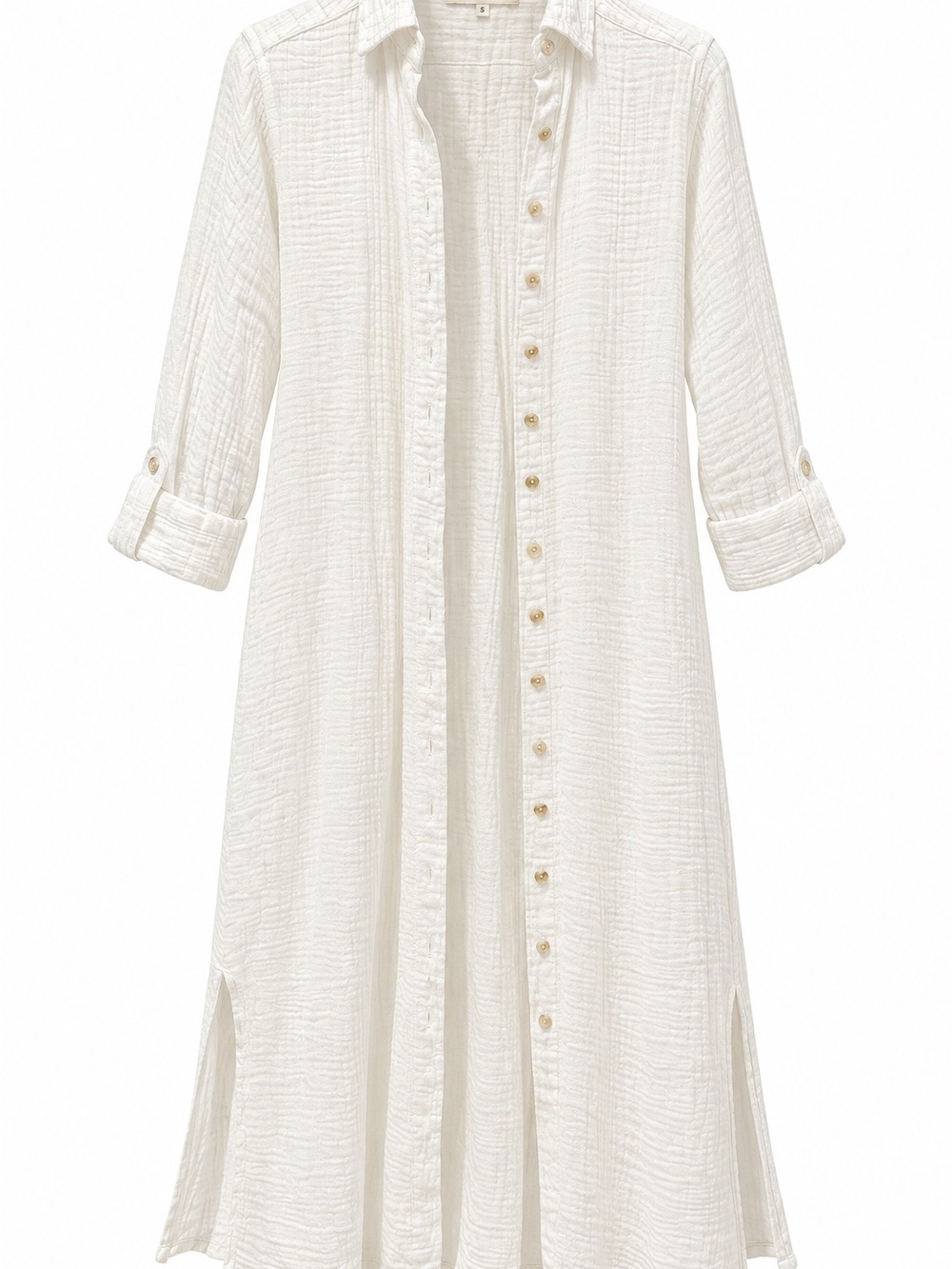 NATURAL LIFE White Button-Front Gauze Beach Coverup Dress